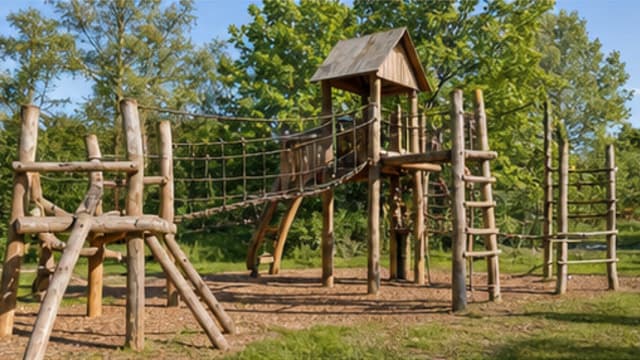 Abenteuerspielplatz aus Holz im Freien