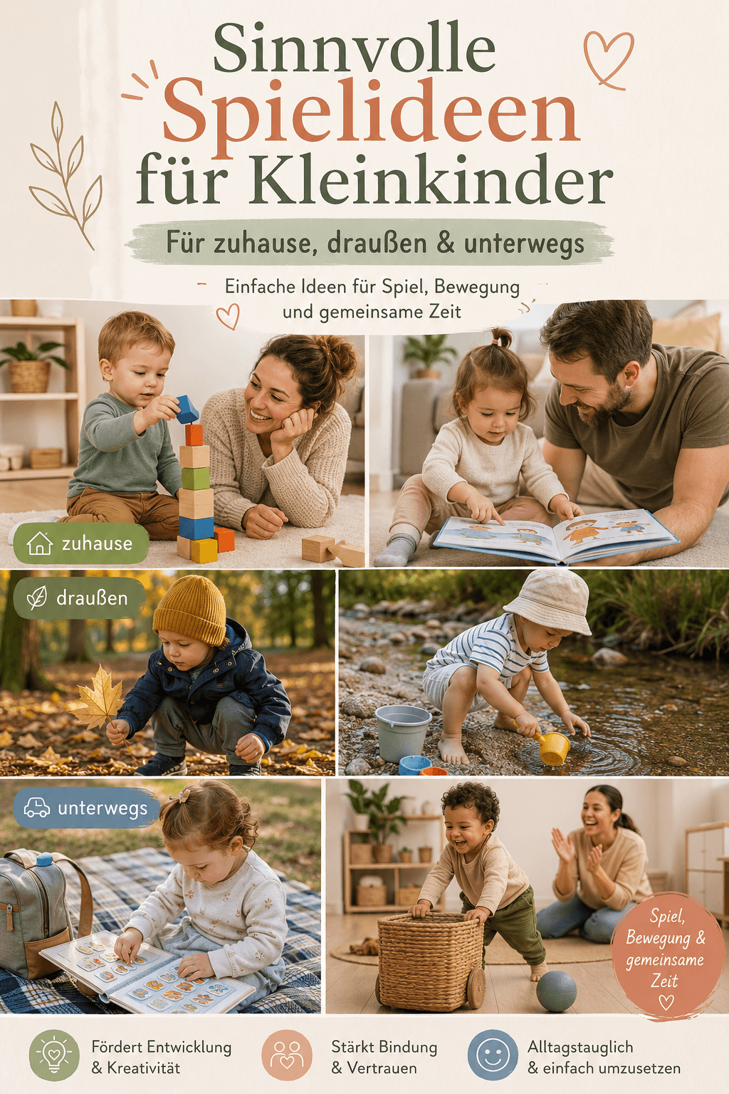 Sinnvolle Spielideen für Kleinkinder, die du zuhause, draußen oder unterwegs nutzen kannst